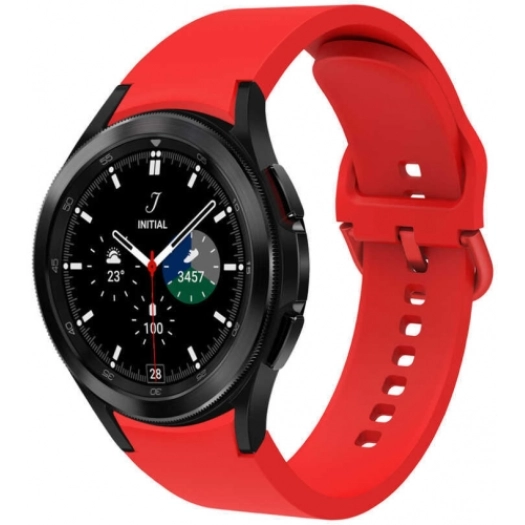 Samsung Galaxy Watch 4 Classic 42mm Silikon Kordon Tokalı Kademeli KRD-50 Kayış - Kırmızı