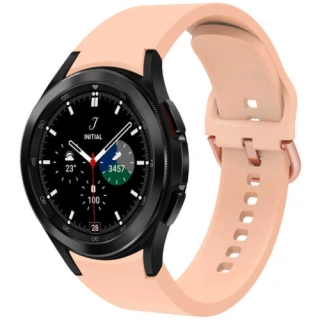 Samsung Galaxy Watch 4 Classic 42mm Silikon Kordon Tokalı Kademeli KRD-50 Kayış - Pembe