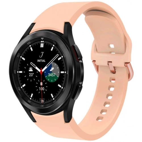 Samsung Galaxy Watch 4 Classic 42mm Silikon Kordon Tokalı Kademeli KRD-50 Kayış - Pembe