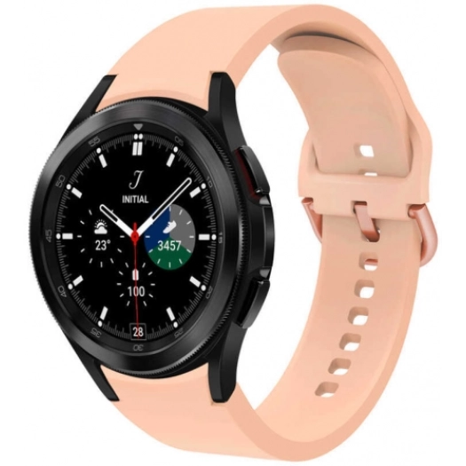 Samsung Galaxy Watch 4 Classic 42mm Silikon Kordon Tokalı Kademeli KRD-50 Kayış - Pembe