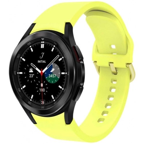 Samsung Galaxy Watch 4 Classic 42mm Silikon Kordon Tokalı Kademeli KRD-50 Kayış - Sarı