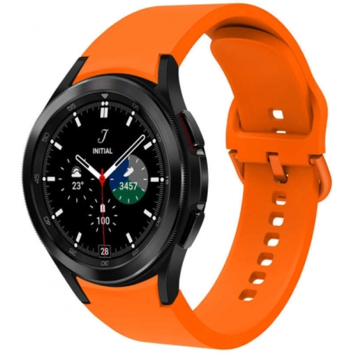Samsung Galaxy Watch 4 Classic 42mm Silikon Kordon Tokalı Kademeli KRD-50 Kayış - Turuncu
