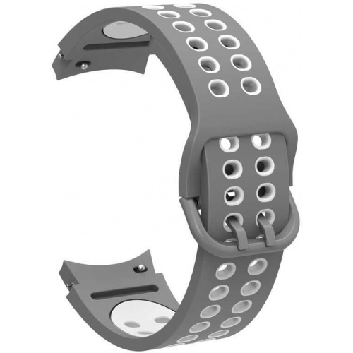 Samsung Galaxy Watch 4 Classic 46mm Kordon Spor Silikon Delikli KRD-02 - Gri-Beyaz