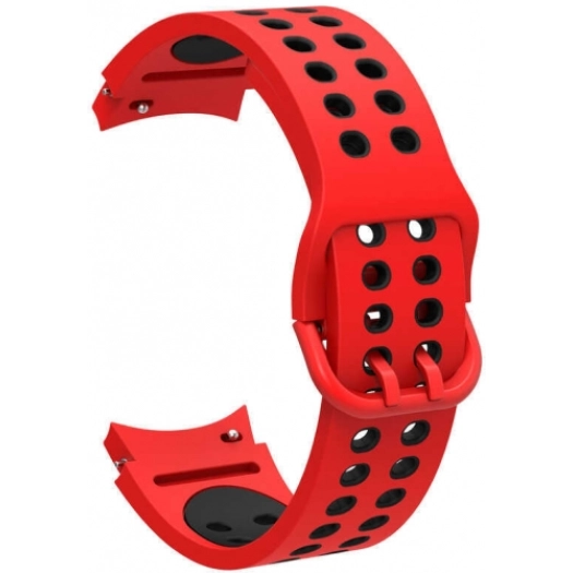 Samsung Galaxy Watch 4 Classic 46mm Kordon Spor Silikon Delikli KRD-02 - Kırmızı-Siyah