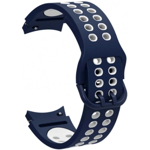 Samsung Galaxy Watch 4 Classic 46mm Kordon Spor Silikon Delikli KRD-02 - Mavi-Beyaz