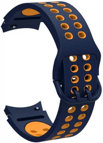 Samsung Galaxy Watch 4 Classic 46mm Kordon Spor Silikon Delikli KRD-02 - Mavi-Sarı