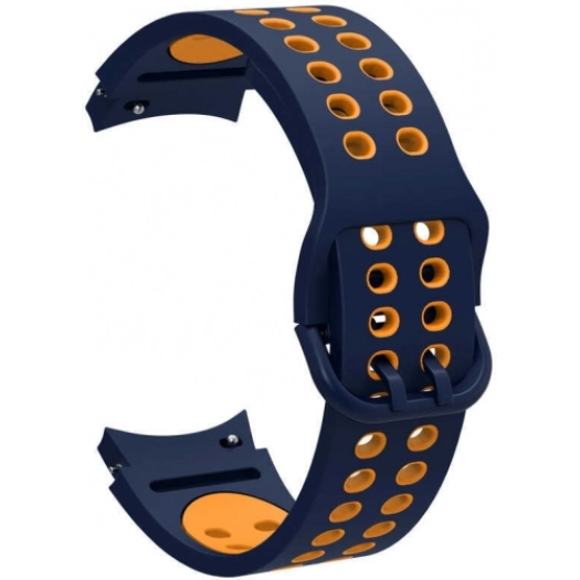 Samsung Galaxy Watch 4 Classic 46mm Kordon Spor Silikon Delikli KRD-02 - Mavi-Sarı