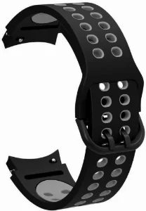 Samsung Galaxy Watch 4 Classic 46mm Kordon Spor Silikon Delikli KRD-02 - Siyah-Gri