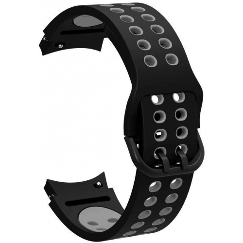 Samsung Galaxy Watch 4 Classic 46mm Kordon Spor Silikon Delikli KRD-02 - Siyah-Gri