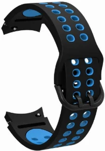 Samsung Galaxy Watch 4 Classic 46mm Kordon Spor Silikon Delikli KRD-02 - Siyah-Mavi