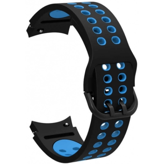 Samsung Galaxy Watch 4 Classic 46mm Kordon Spor Silikon Delikli KRD-02 - Siyah-Mavi