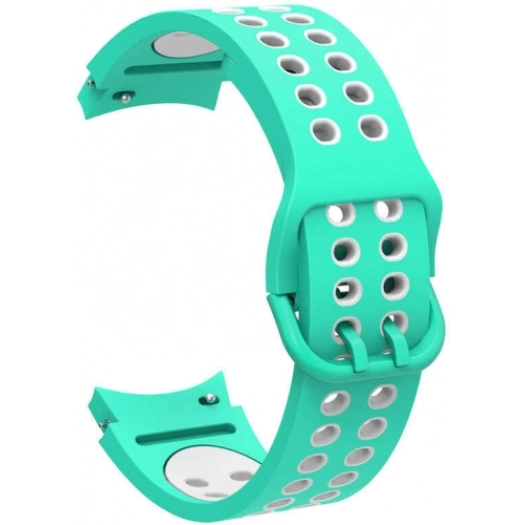 Samsung Galaxy Watch 4 Classic 46mm Kordon Spor Silikon Delikli KRD-02 - Yeşil-Beyaz