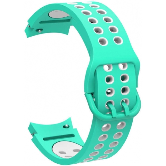 Samsung Galaxy Watch 4 Classic 46mm Kordon Spor Silikon Delikli KRD-02 - Yeşil-Beyaz