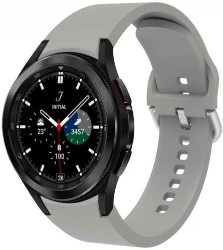 Samsung Galaxy Watch 4 Classic 46mm Silikon Kordon Tokalı Kademeli KRD-50 Kayış - Gri