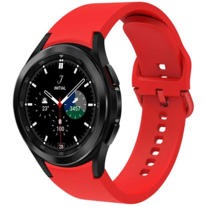 Samsung Galaxy Watch 4 Classic 46mm Silikon Kordon Tokalı Kademeli KRD-50 Kayış - Kırmızı