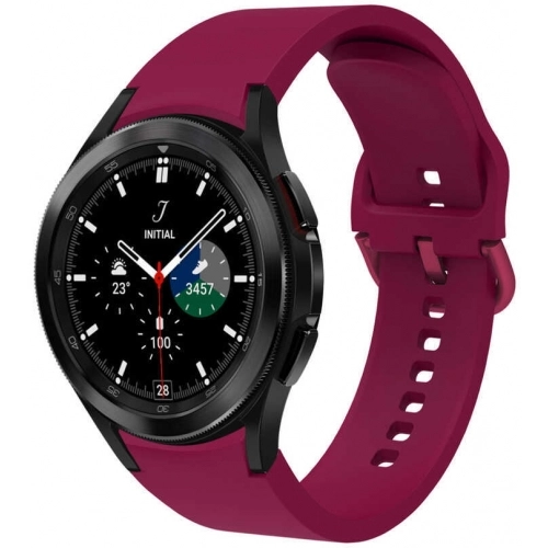 Samsung Galaxy Watch 4 Classic 46mm Silikon Kordon Tokalı Kademeli KRD-50 Kayış - Mürdüm