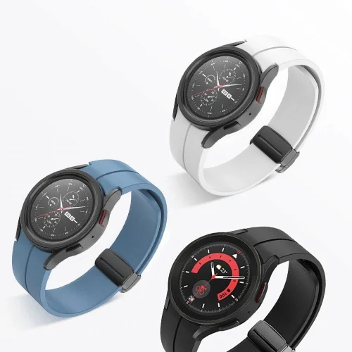 Samsung Galaxy Watch 5 40mm Silikon Kordon Zore KRD-84 Soft Pürüzsüz Metal Toka - Beyaz