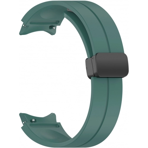 Samsung Galaxy Watch 5 40mm Silikon Kordon Zore KRD-84 Soft Pürüzsüz Metal Toka - Koyu Yeşil