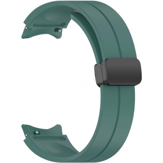 Samsung Galaxy Watch 5 40mm Silikon Kordon Zore KRD-84 Soft Pürüzsüz Metal Toka - Koyu Yeşil