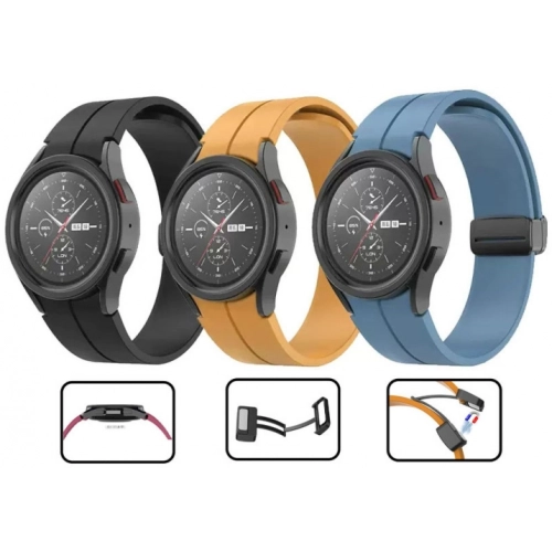 Samsung Galaxy Watch 5 40mm Silikon Kordon Zore KRD-84 Soft Pürüzsüz Metal Toka - Lacivert