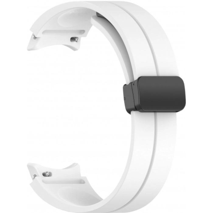 Samsung Galaxy Watch 5 44mm Silikon Kordon Zore KRD-84 Soft Pürüzsüz Metal Toka - Beyaz