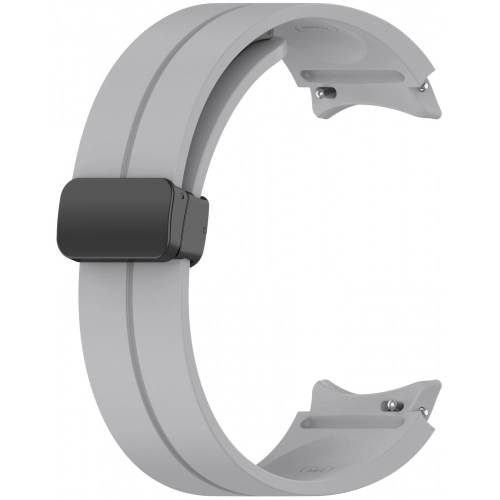 Samsung Galaxy Watch 5 44mm Silikon Kordon Zore KRD-84 Soft Pürüzsüz Metal Toka - Gri