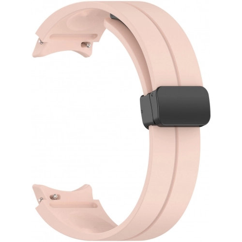 Samsung Galaxy Watch 5 44mm Silikon Kordon Zore KRD-84 Soft Pürüzsüz Metal Toka - Pembe Açık