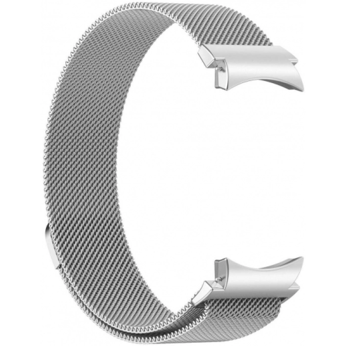 Samsung Galaxy Watch 6 40mm Metal Kordon Tel Örgü İşlemeli Mıknatıslı KRD-01  - Gümüş