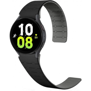 Samsung Galaxy Watch 6 44mm Kordon Çizgili Desenli Silikon KRD-111 Kordon - Siyah