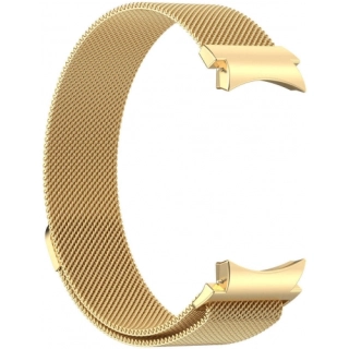 Samsung Galaxy Watch 6 Classic 47mm Metal Kordon Tel Örgü İşlemeli Mıknatıslı KRD-01  - Gold