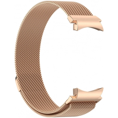 Samsung Galaxy Watch 6 Classic 47mm Metal Kordon Tel Örgü İşlemeli Mıknatıslı KRD-01  - Rose Gold