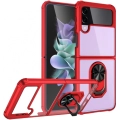 Samsung Galaxy Z Flip 3 Kılıf Standlı Arkası Şeffaf Kenarları Airbag Kapak - Kırmızı