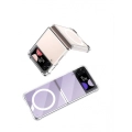 Samsung Galaxy Z Flip 3 Kılıf Wireless Şarj Özellikli Airbagli Kıpta Anti Shock Magsafe Kapak - Şeffaf