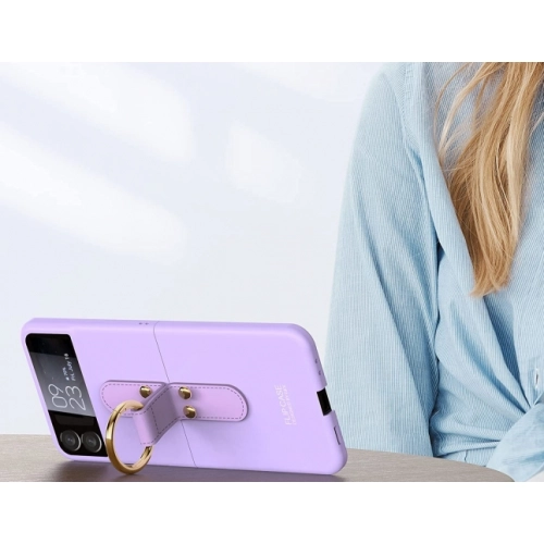 Samsung Galaxy Z Flip 3 Kılıf Yüzüklü Stand Özellikli Ring Kıpta Kapak - Mor