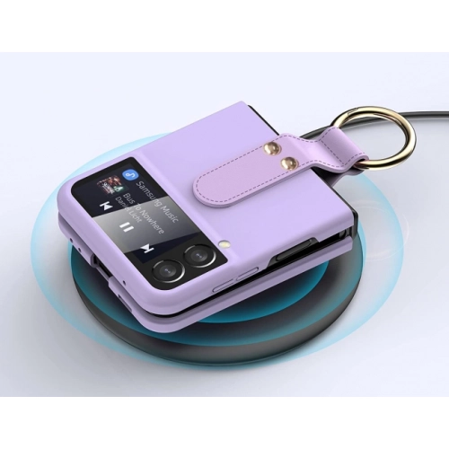 Samsung Galaxy Z Flip 3 Kılıf Yüzüklü Stand Özellikli Ring Kıpta Kapak - Mor