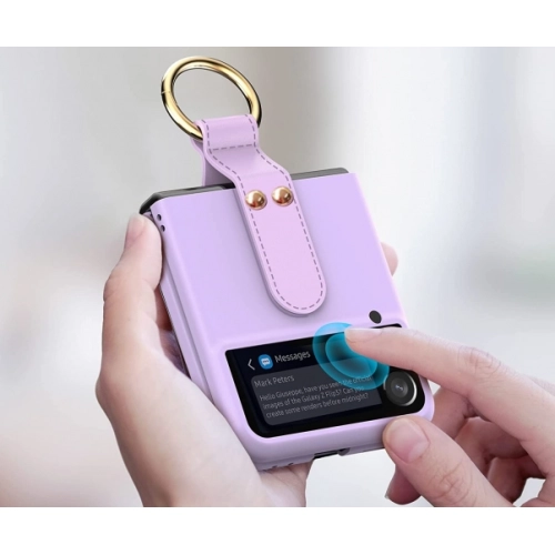 Samsung Galaxy Z Flip 3 Kılıf Yüzüklü Stand Özellikli Ring Kıpta Kapak - Mor