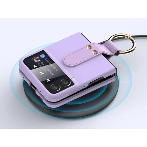 Samsung Galaxy Z Flip 3 Kılıf Yüzüklü Stand Özellikli Ring Kıpta Kapak - Pembe