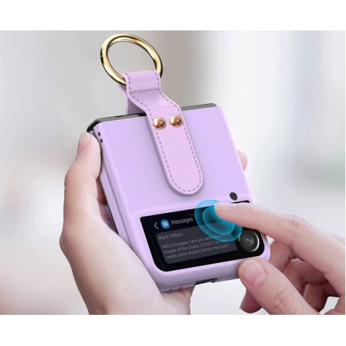 Samsung Galaxy Z Flip 3 Kılıf Yüzüklü Stand Özellikli Ring Kıpta Kapak - Pembe