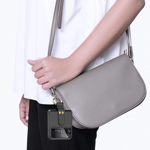 Samsung Galaxy Z Flip 3 Kılıf Yüzüklü Stand Özellikli Ring Kıpta Kapak - Siyah