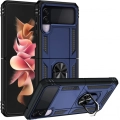 Samsung Galaxy Z Flip 3 Kılıf Zırhlı Standlı Mıknatıslı Katlanabilir Tank Kapak - Lacivert