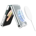 Samsung Galaxy Z Flip 4 Kılıf Wireless Şarj Özellikli Airbagli Kıpta Anti Shock Magsafe Kapak - Şeffaf