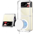 Samsung Galaxy Z Flip 4 Kılıf Wireless Şarj Özellikli Airbagli Kıpta Anti Shock Magsafe Kapak - Şeffaf