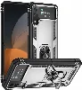Samsung Galaxy Z Flip 4 Kılıf Zırhlı Standlı Mıknatıslı Katlanabilir Tank Kapak - Gümüş