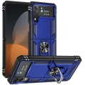 Samsung Galaxy Z Flip 4 Kılıf Zırhlı Standlı Mıknatıslı Katlanabilir Tank Kapak - Mavi