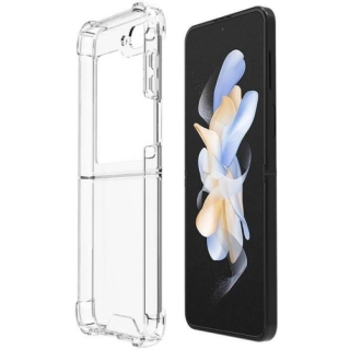 Samsung Galaxy Z Flip 5 Kılıf Köşe Korumalı Airbag Şeffaf Silikon Anti-Shock - Şeffaf