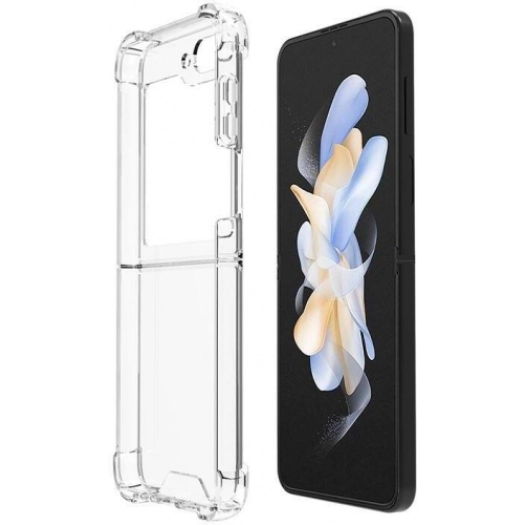 Samsung Galaxy Z Flip 5 Kılıf Köşe Korumalı Airbag Şeffaf Silikon Anti-Shock - Şeffaf