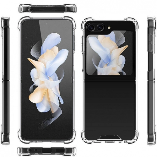 Samsung Galaxy Z Flip 5 Kılıf Köşe Korumalı Airbag Şeffaf Silikon Anti-Shock - Şeffaf
