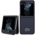 Samsung Galaxy Z Flip 5 Kılıf Lacoste Orjinal Lisanslı PU Pike Desenli Arka Yüzey İkonik Timsah Dokuma Logolu Kapak - Lacivert