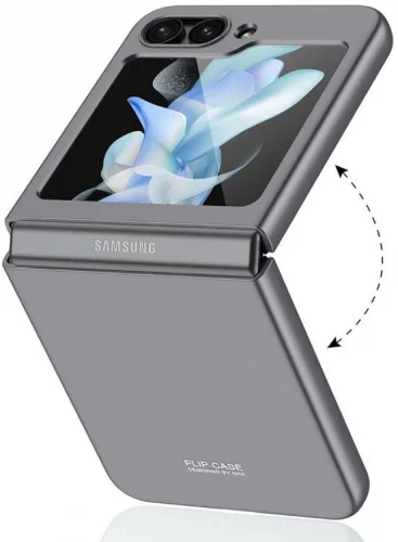 Samsung Galaxy Z Flip 5 Kılıf Sert Kıpta Mat İnce Kapak - Gri