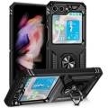 Samsung Galaxy Z Flip 5 Zırhlı Standlı Mıknatıslı Katlanabilir Tank Kapak - Siyah